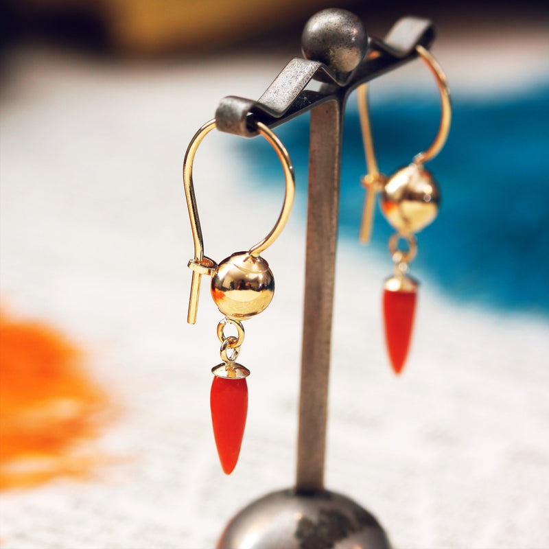 Gorgeous antiqued red pearl earrings at ₹1200 | Azilaa